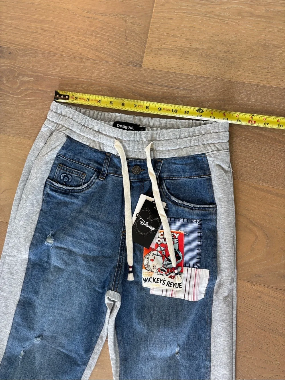 Desigual Combined Mickey Mouse Jogger Medium Denim Sweatpants Disney Pants NWT